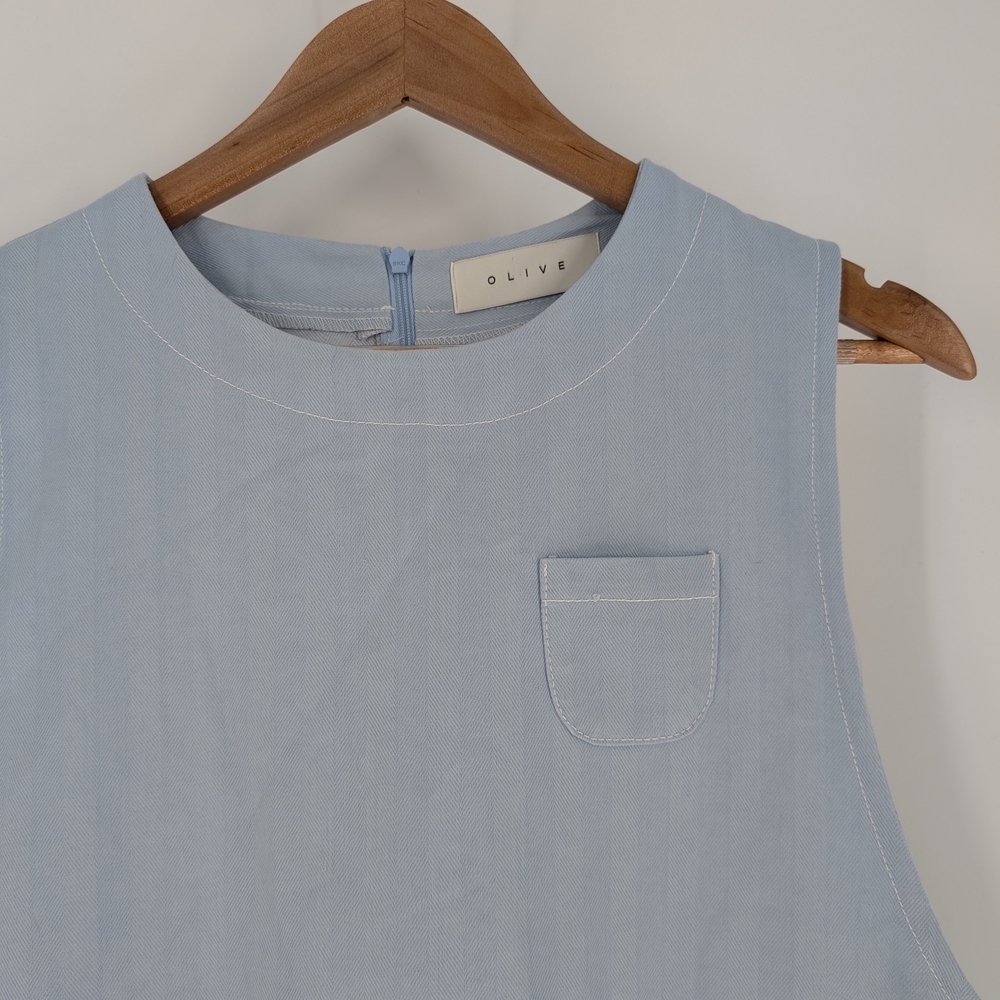 OLIVE Casual Blue Sleeveless Contemporary Cottage core Neutral Maxi Sundress L - Picture 10 of 13